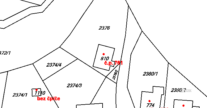 Česká Kamenice 761 na parcele st. 810 v KÚ Česká Kamenice, Katastrální mapa