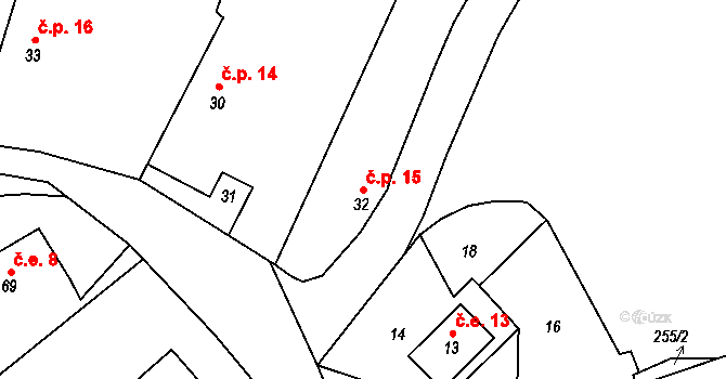 Suletice 15, Homole u Panny na parcele st. 32 v KÚ Suletice, Katastrální mapa