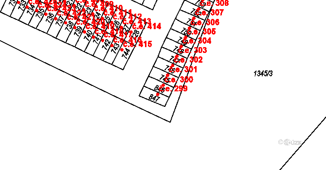 Háje 300, Cheb na parcele st. 846 v KÚ Háje u Chebu, Katastrální mapa