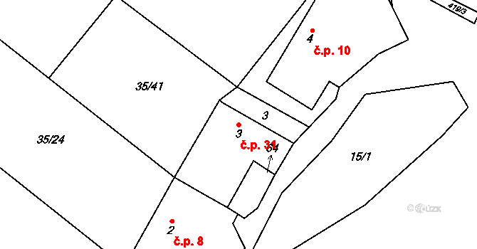 Malý Jeníkov 31, Strmilov na parcele st. 3 v KÚ Malý Jeníkov, Katastrální mapa