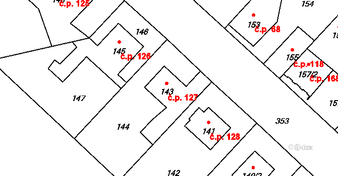 Miškovice 128, Praha na parcele st. 141 v KÚ Miškovice, Katastrální mapa