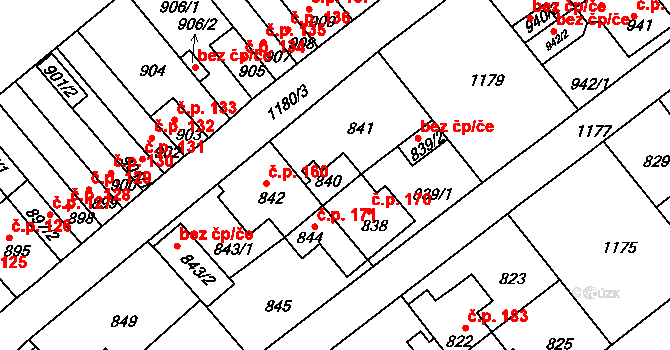 Prosek 161, Praha na parcele st. 840 v KÚ Prosek, Katastrální mapa