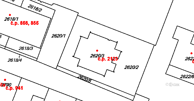 České Budějovice 3 2123, České Budějovice na parcele st. 2620/3 v KÚ České Budějovice 3, Katastrální mapa