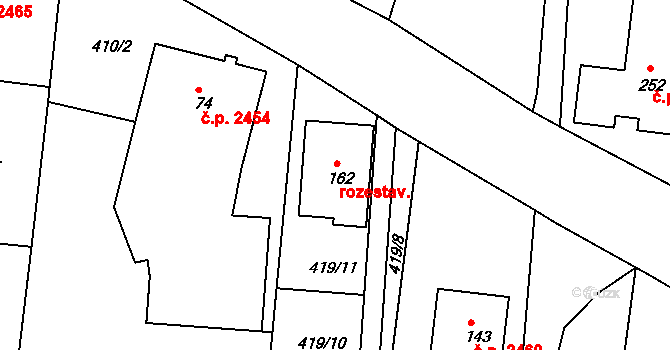 České Budějovice 5 2484, České Budějovice na parcele st. 162 v KÚ Třebotovice, Katastrální mapa