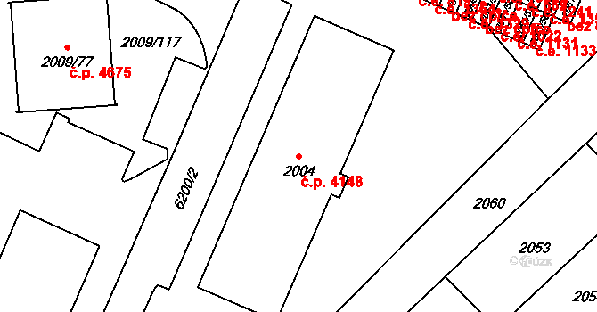 Chomutov 4148 na parcele st. 2004 v KÚ Chomutov I, Katastrální mapa
