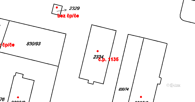 Prachatice II 1135, Prachatice na parcele st. 2334 v KÚ Prachatice, Katastrální mapa