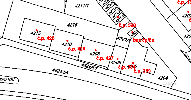 Doudlevce 427, Plzeň na parcele st. 4208 v KÚ Plzeň, Katastrální mapa