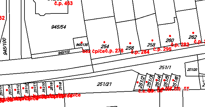 Podolí 276 na parcele st. 254 v KÚ Podolí u Brna, Katastrální mapa