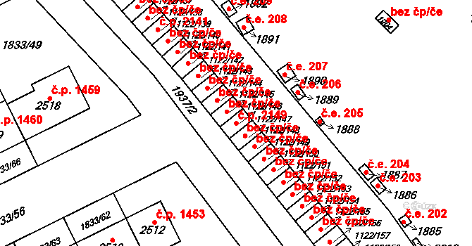 Uničov 2149 na parcele st. 1122/146 v KÚ Uničov, Katastrální mapa