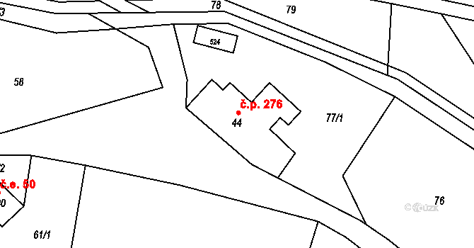 Království 276, Šluknov na parcele st. 44 v KÚ Království, Katastrální mapa