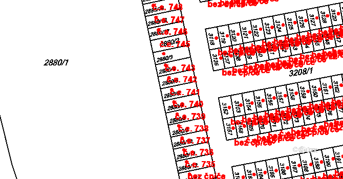 Lutyně 740, Orlová na parcele st. 2880/6 v KÚ Horní Lutyně, Katastrální mapa