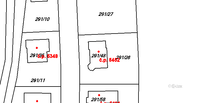 Helenín 5452, Jihlava na parcele st. 291/48 v KÚ Helenín, Katastrální mapa