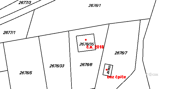 Teplice 2018 na parcele st. 2676/35 v KÚ Teplice, Katastrální mapa