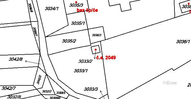 Nosálovice 2049, Vyškov na parcele st. 3033/2 v KÚ Vyškov, Katastrální mapa