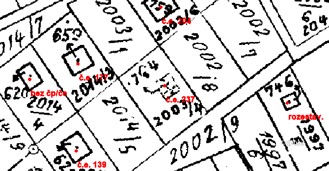Luleč 237 na parcele st. 764 v KÚ Luleč, Katastrální mapa