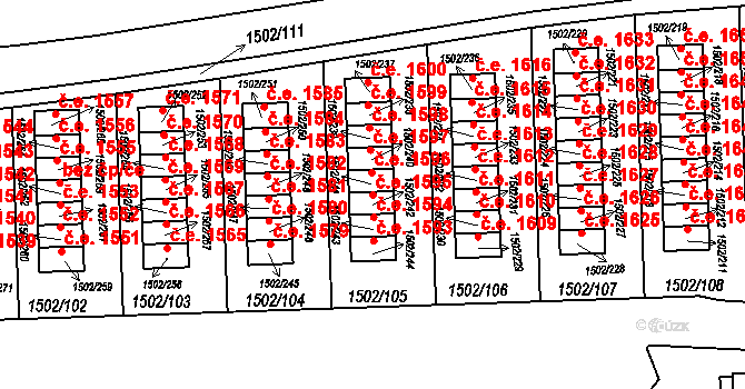 Tábor 1595 na parcele st. 1502/242 v KÚ Tábor, Katastrální mapa