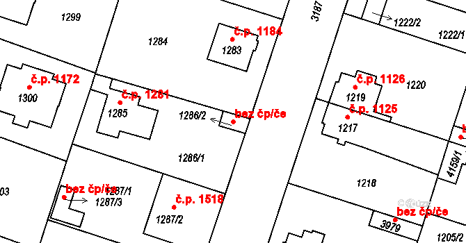 Čelákovice 39902790 na parcele st. 1286/2 v KÚ Čelákovice, Katastrální mapa