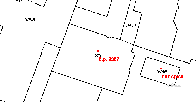 Předměstí 2307, Svitavy na parcele st. 2/3 v KÚ Svitavy-předměstí, Katastrální mapa