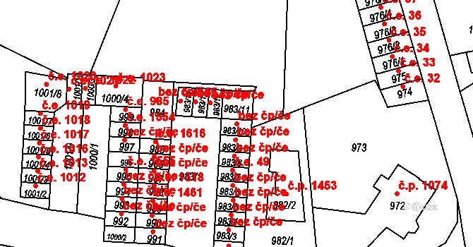 Děčín 47232790 na parcele st. 983/10 v KÚ Děčín, Katastrální mapa