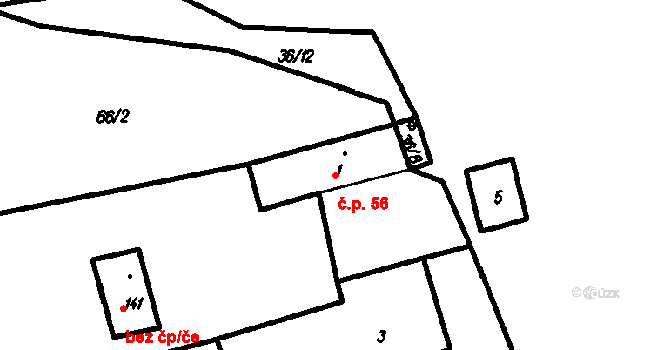 Újezdec 56 na parcele st. 1 v KÚ Újezdec u Osvětiman, Katastrální mapa
