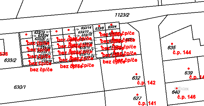 Olomouc 47394790 na parcele st. 633/13 v KÚ Slavonín, Katastrální mapa