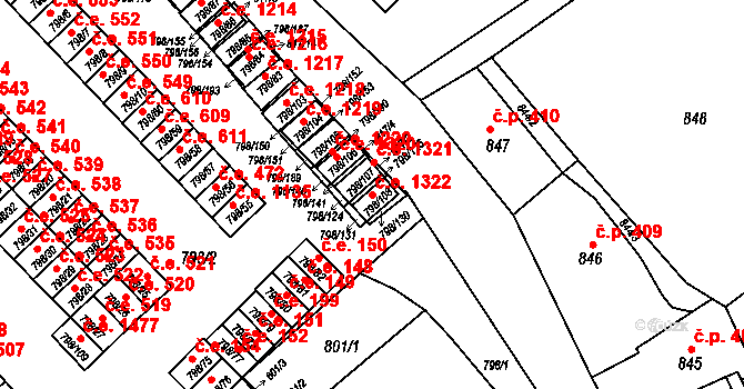 Český Těšín 1322 na parcele st. 798/108 v KÚ Český Těšín, Katastrální mapa