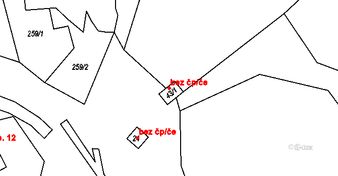 Štěpánov nad Svratkou 49616790 na parcele st. 43/1 v KÚ Vrtěžíř, Katastrální mapa