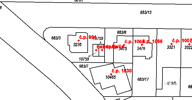 Pardubice 49697790 na parcele st. 10758 v KÚ Pardubice, Katastrální mapa