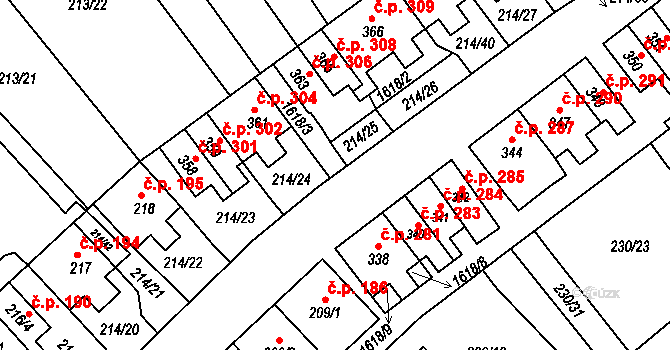 Lom 284 na parcele st. 341 v KÚ Lom u Mostu, Katastrální mapa