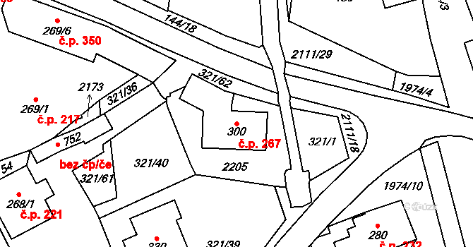 Svratouch 267 na parcele st. 300 v KÚ Svratouch, Katastrální mapa