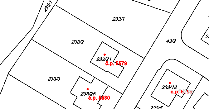 Helenín 5579, Jihlava na parcele st. 233/21 v KÚ Helenín, Katastrální mapa