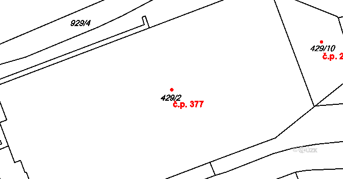 Choceň 377 na parcele st. 429/2 v KÚ Choceň, Katastrální mapa
