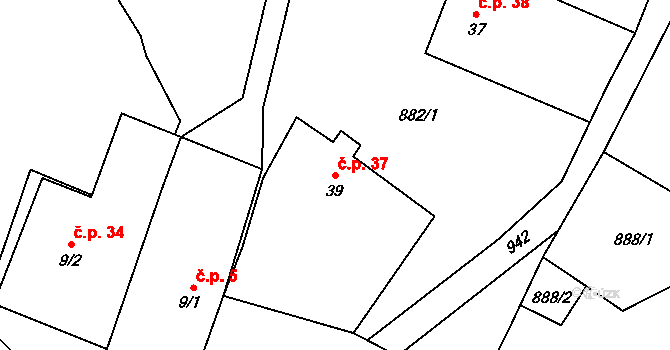 Svinětice 37, Bavorov na parcele st. 39 v KÚ Svinětice, Katastrální mapa