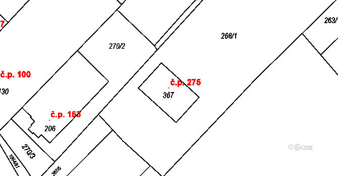 Pavlovice u Přerova 275 na parcele st. 367 v KÚ Pavlovice u Přerova, Katastrální mapa