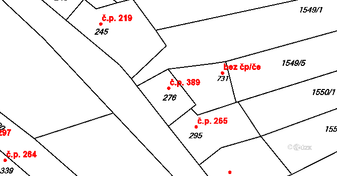 Křepice 389 na parcele st. 276 v KÚ Křepice u Hustopečí, Katastrální mapa