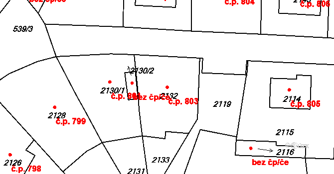 Valtice 803 na parcele st. 2132 v KÚ Valtice, Katastrální mapa
