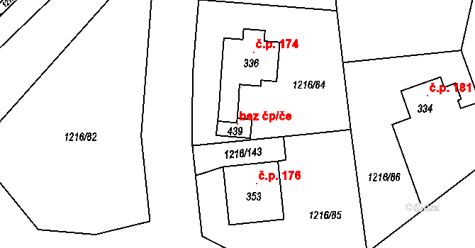 Doubravy 104518791 na parcele st. 439 v KÚ Doubravy, Katastrální mapa