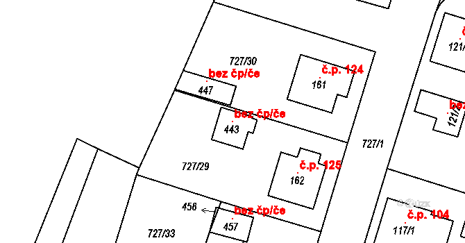 Lípa 105693791 na parcele st. 443 v KÚ Lípa u Havlíčkova Brodu, Katastrální mapa
