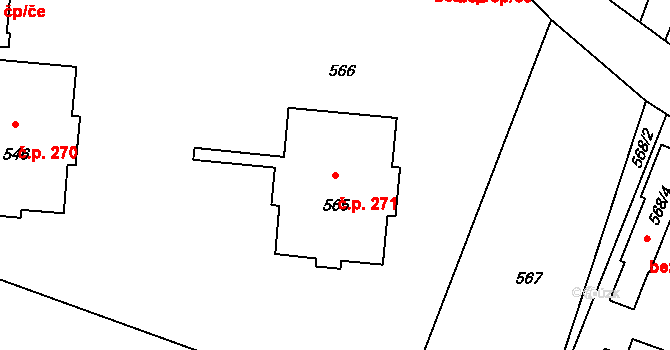 Hustopeče nad Bečvou 271 na parcele st. 565 v KÚ Hustopeče nad Bečvou, Katastrální mapa