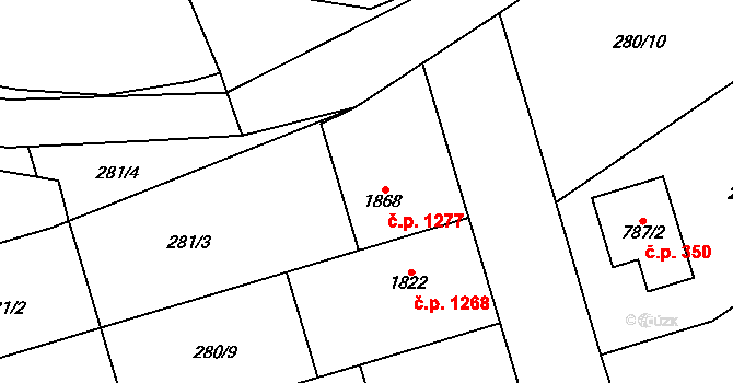 Kojetín I-Město 1277, Kojetín na parcele st. 1868/1 v KÚ Kojetín, Katastrální mapa