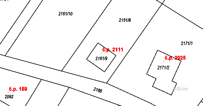 Šenov 2111 na parcele st. 2161/9 v KÚ Šenov u Ostravy, Katastrální mapa