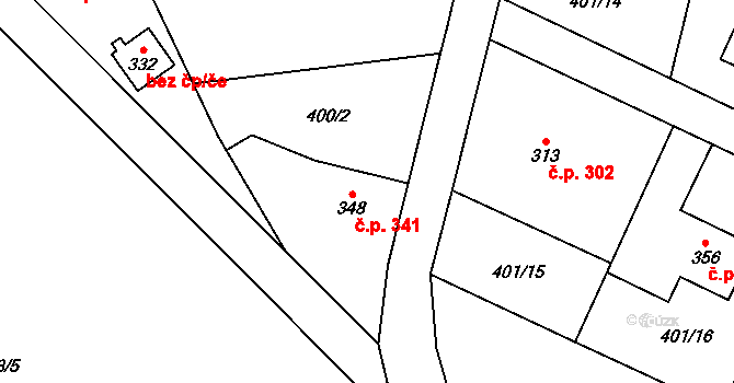 Kokonín 341, Jablonec nad Nisou na parcele st. 348 v KÚ Kokonín, Katastrální mapa