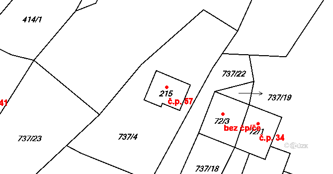 Havírna 57, Bohutín na parcele st. 215 v KÚ Bohutín, Katastrální mapa
