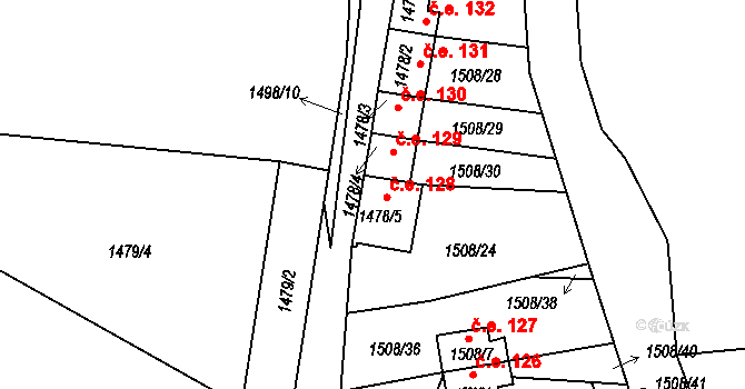 Hůrka 128, Horní Planá na parcele st. 1478/5 v KÚ Horní Planá, Katastrální mapa