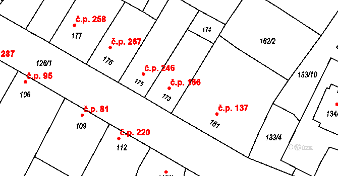 Domanín 166 na parcele st. 173 v KÚ Domanín, Katastrální mapa