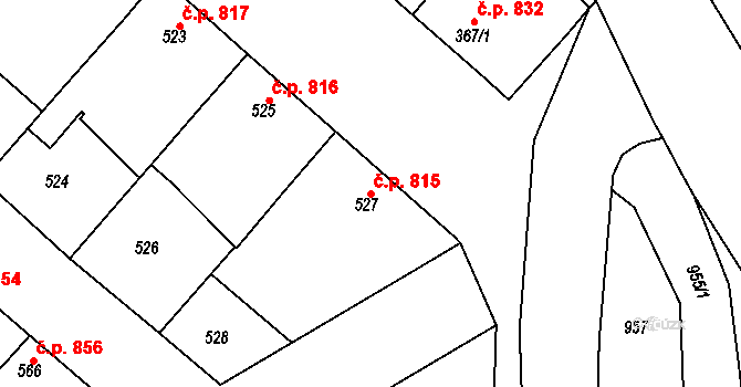 Mistřín 815, Svatobořice-Mistřín na parcele st. 527 v KÚ Mistřín, Katastrální mapa