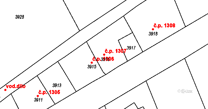 Pod Bezručovým vrchem 1307, Krnov na parcele st. 3916 v KÚ Krnov-Horní Předměstí, Katastrální mapa