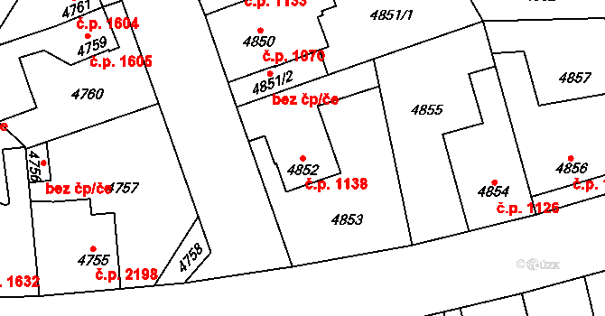 Kročehlavy 1138, Kladno na parcele st. 4852 v KÚ Kročehlavy, Katastrální mapa