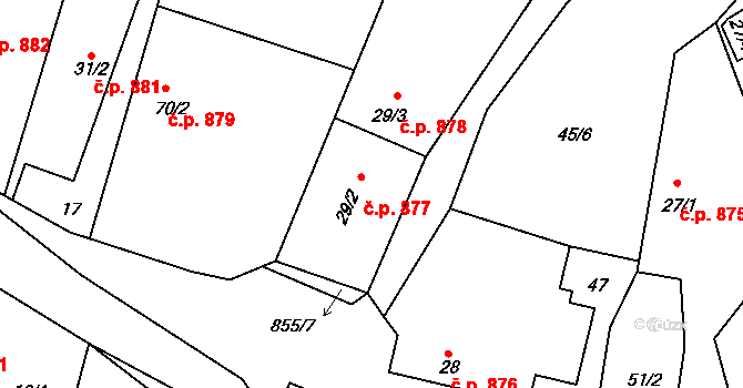 Těptín 877, Kamenice na parcele st. 29/2 v KÚ Těptín, Katastrální mapa