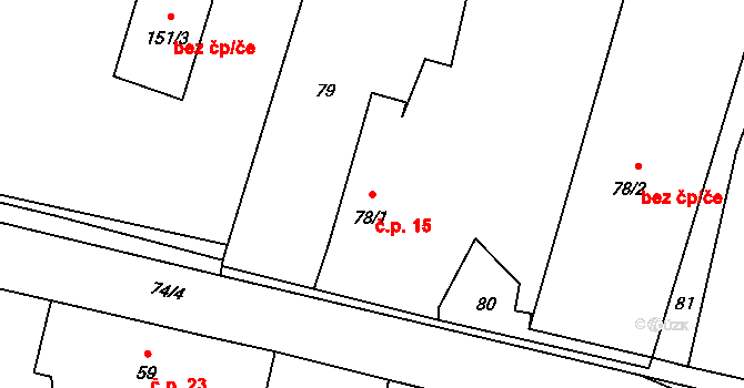 Hubenice 15, Lhota pod Libčany na parcele st. 78/1 v KÚ Hubenice, Katastrální mapa
